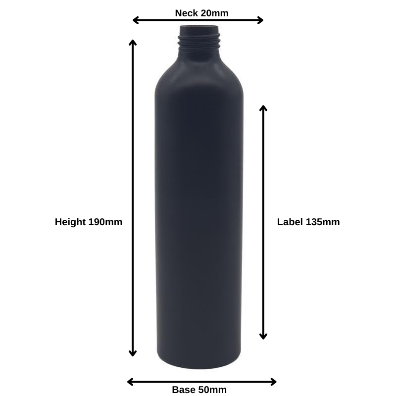 300ml Black Aluminium Bottle (24/410)
