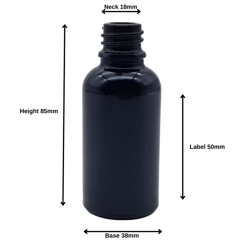 50ml Black Glass Pharmaceutical Bottle (18/410)