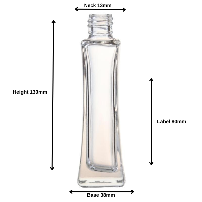 50ml Clear Glass Square Base Curved Perfume Bottle (18/410)