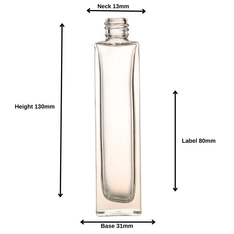 50ml Clear Glass Square Base Perfume Bottle (18/410)