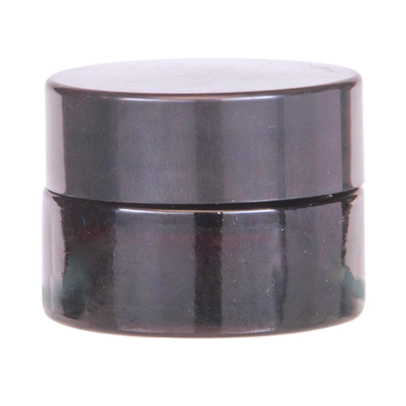 5g Amber Glass Jar with Black Lid and Inner Lid Shive Complete