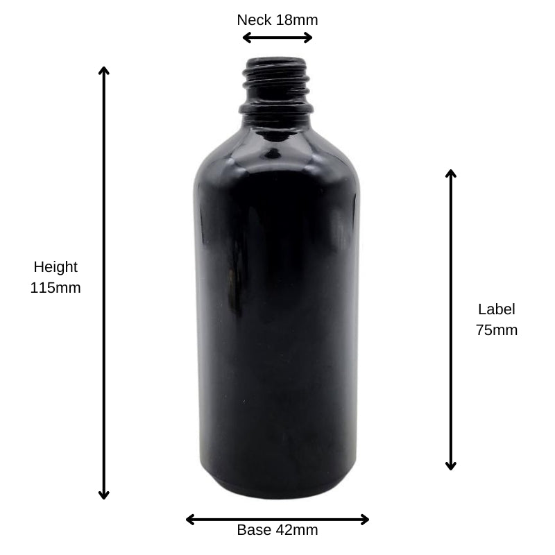 100ml Black Glass Pharmaceutical Bottle (18/410)