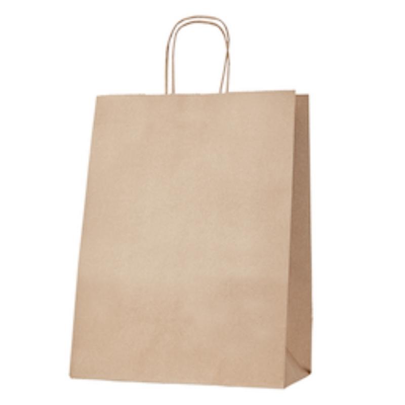 120gsm Thriftypak Kraft Gusseted Bag with Paper Twist Handles - 360mm x 280mm