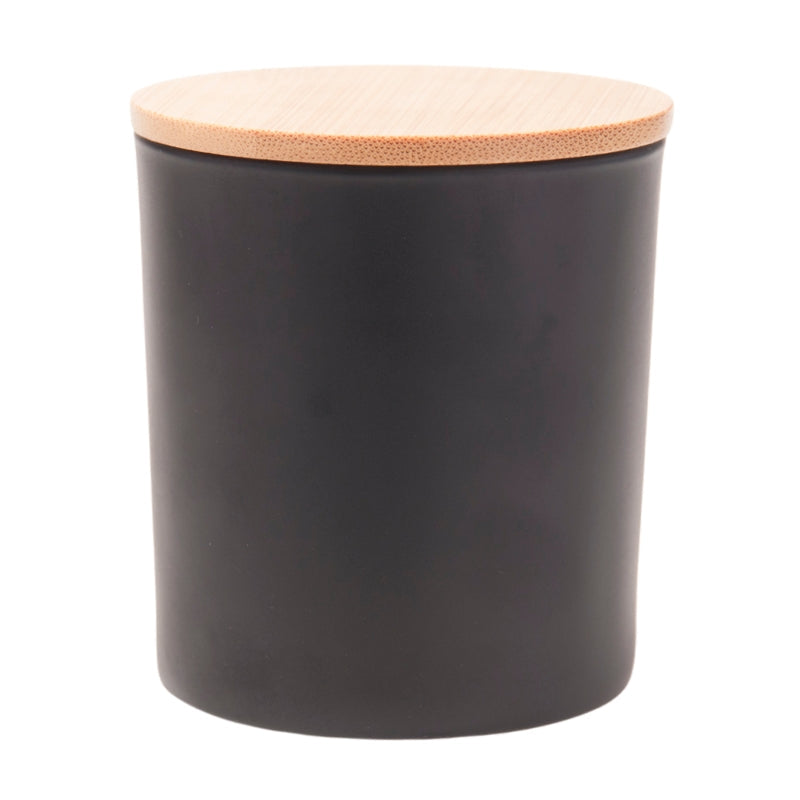 Matt Black Glass Candle Jar & Bamboo Lid