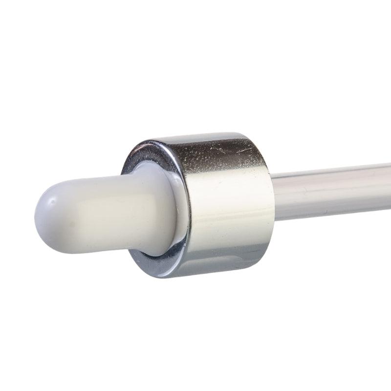 Pipette - White & Silver Collar for Aromatherapy Bottle 50ml (18/89) - Single (1 Unit) - Bottles & Jars