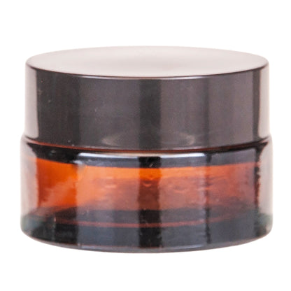 20g Amber Glass Jar with Black Lid and Inner Lid Shive Complete