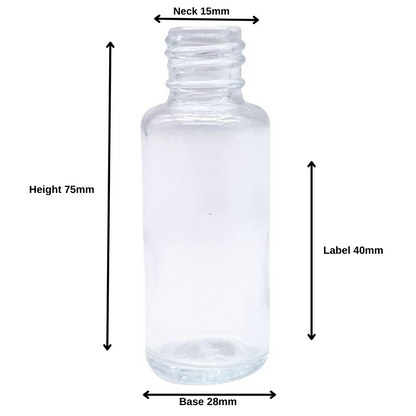 25ml Clear Glass Round Perfume Bottle (18/410) - No Closure