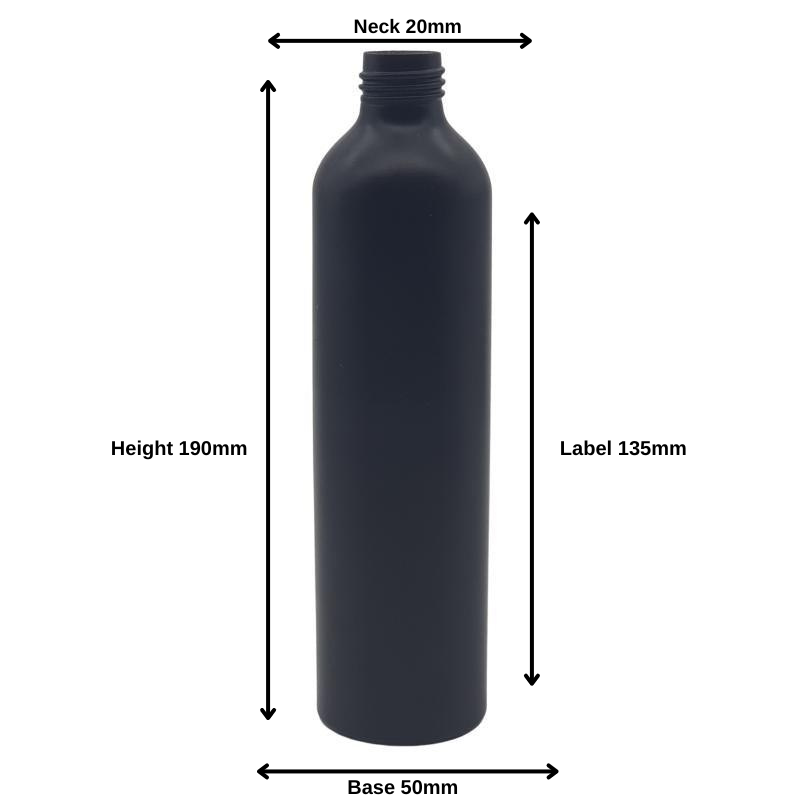 300ml Black Aluminium Bottle (24/410) + FREE LDPE Pump Dispenser - White (24/410)