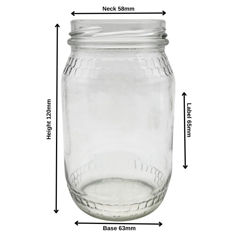 350ml Clear Glass Honey Jar - No Closure