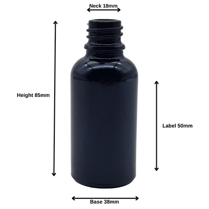 50ml Black Glass Pharmaceutical  Bottle - No Closure