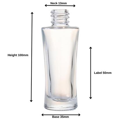 50ml Clear Glass Round Curved Perfume Bottle (18/410) - No Closure