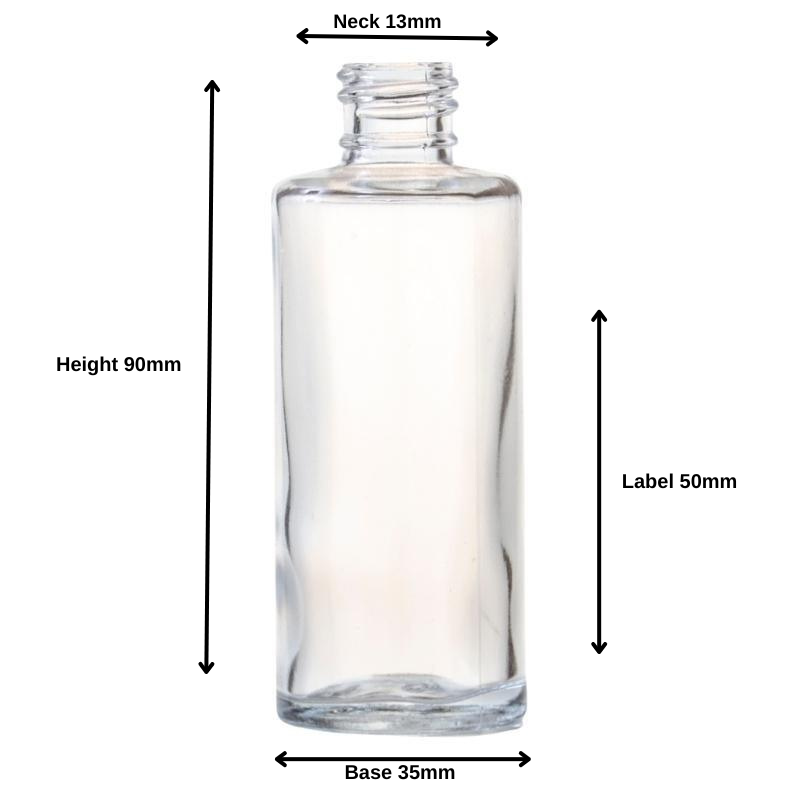 50ml Clear Glass Round Perfume Bottle (18/410) - No Closure