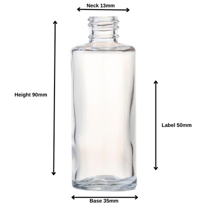 50ml Clear Glass Round Perfume Bottle (18/410) - No Closure