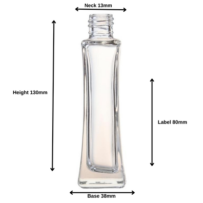 50ml Clear Glass Square Base Curved Perfume Bottle (18/410) - No Closure