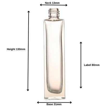 50ml Clear Glass Square Base Perfume Bottle (18/410) - No Closure