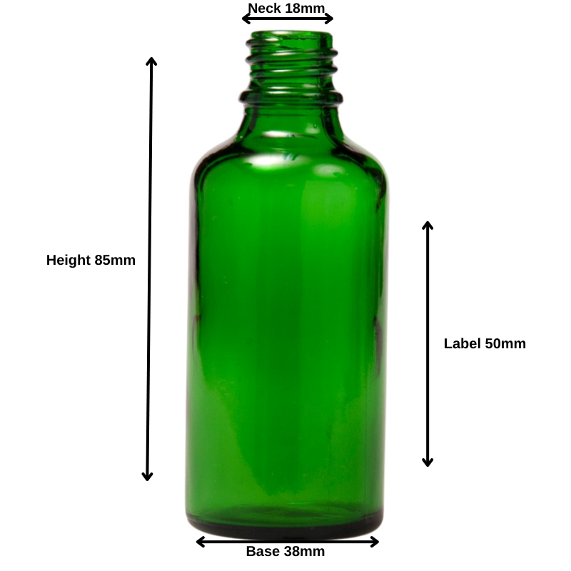 50ml Green Glass Pharmaceutical Bottle - No Closure