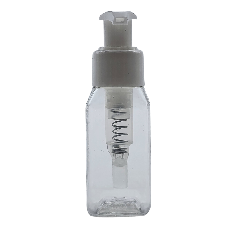 50ml Rectangular Clear PET Bottle with White Pump Dispenser (24/410)