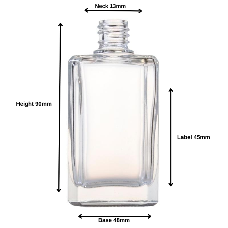 60ml Clear Glass Rectangular Perfume Bottle (18/410) - No Closure