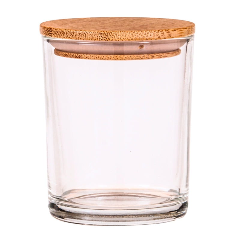 Clear Glass Candle Jar & Bamboo Lid