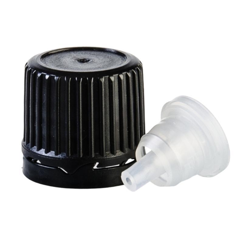 Dropper Cap - Black Fast Flow - 18mm - Bottles & Jars