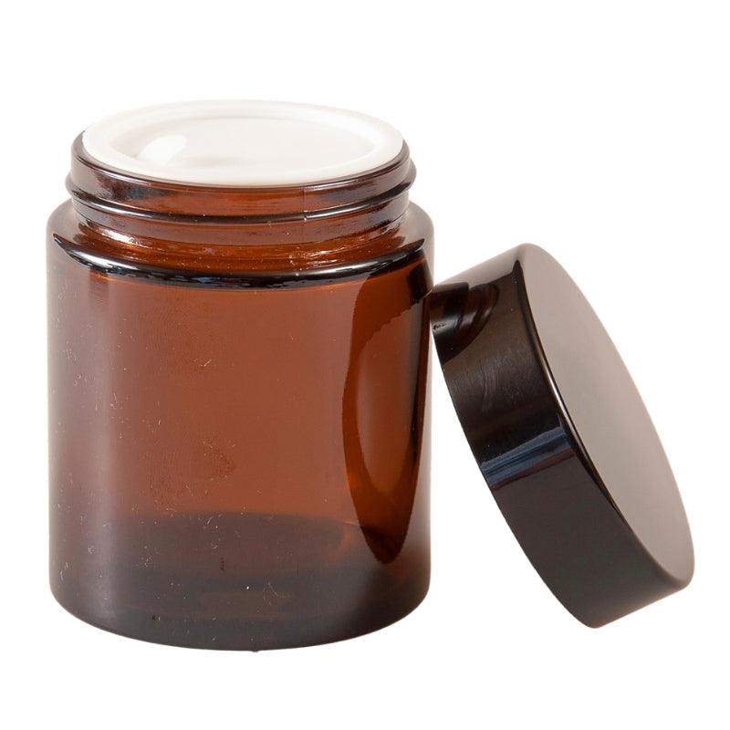 100g Amber Glass Jar and Black Lid and Inner Lid Shive Complete - Bottles & Jars