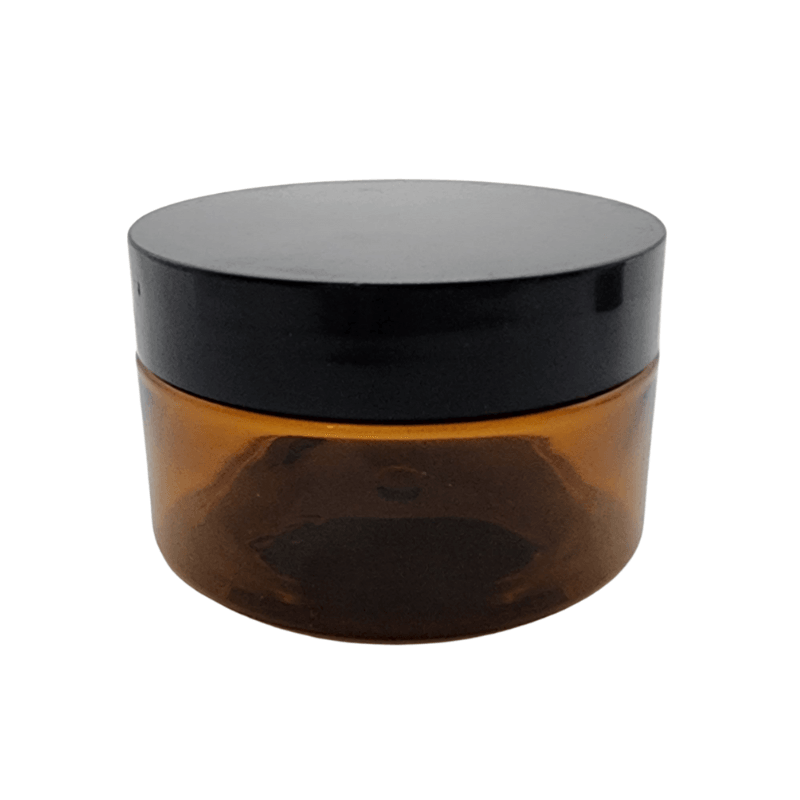 100g PET Amber Jar 59/400 & Black Cap - Single (1 Unit) - Bottles & Jars