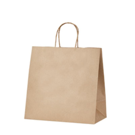 90gsm Kraft Gusseted Bag with Paper Twist Handles - 280mm x 275mm