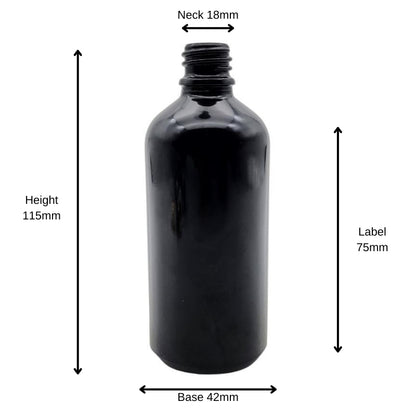 100ml Black Glass Pharmaceutical Bottle - No Closure