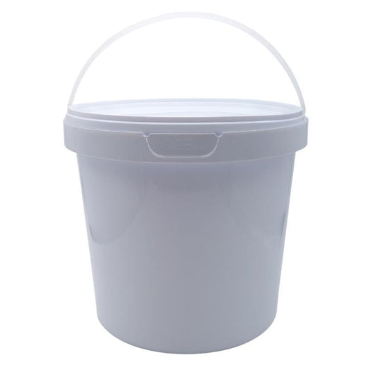 10L White Bucket with Tamper Evident Lid - Single (1 Unit) - Bottles & Jars