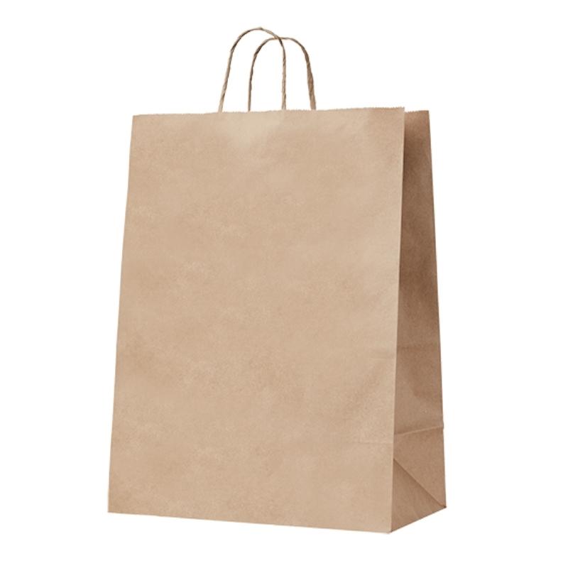 120gsm Handypack Kraft Gusseted Bag with Paper Twist Handles - 390mm x 320mm