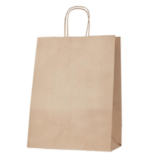 120gsm Thriftypak Kraft Gusseted Bag with Paper Twist Handles - 360mm x 280mm