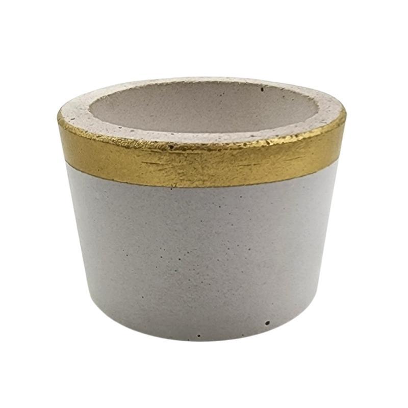 150ml Gold Rim Concrete Candle Holder - Single (1 Unit) - Bottles & Jars