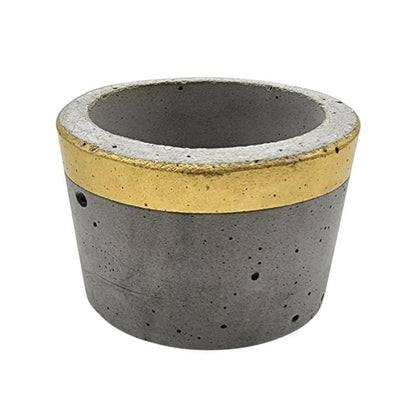 150ml Gold Rim Concrete Candle Holder - Single (1 Unit) - Bottles & Jars