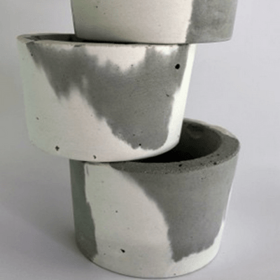 150ml Thick Rim Concrete Candle Holder White & Grey - Single (1 Unit) - Bottles & Jars