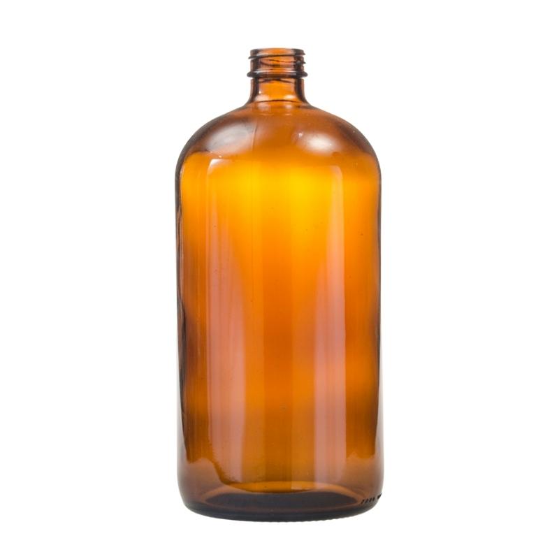 1 Litre Amber Glass Medical Round Bottle - No Closure
