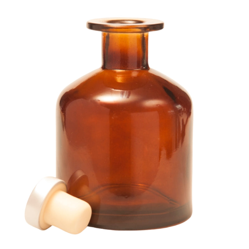 200ml Amber Glass Diffuser Bottle and Silver Plug Cap