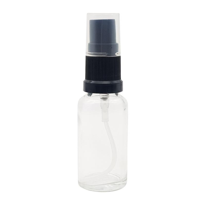 20ml Clear Glass Aromatherapy Bottle with Spritzer - Black (18/410)