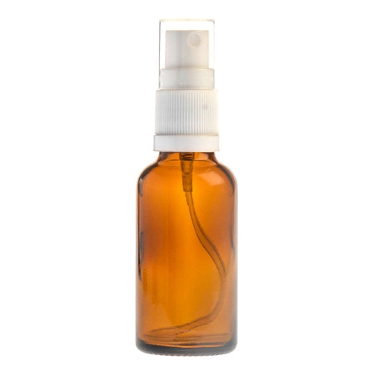 30ml Amber Glass Aromatherapy Bottle with Spritzer - White (18/410)