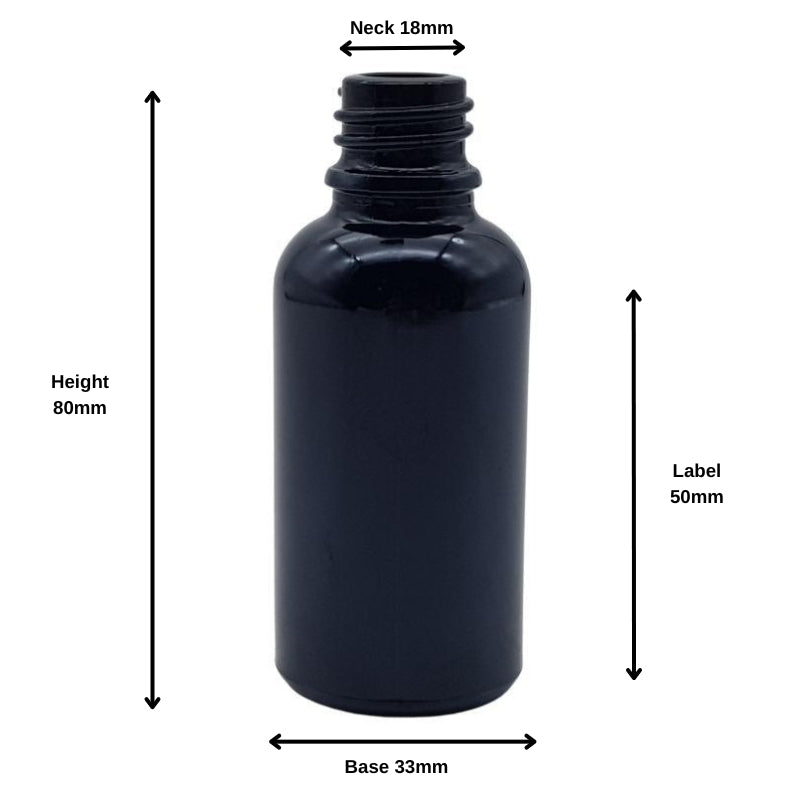 30ml Black Glass Pharmaceutical  Bottle - No Closure