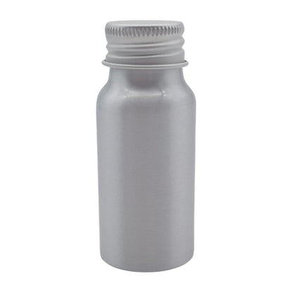 30ml Silver Aluminium Bottle with Aluminium Screw Cap - Silver (24/410)