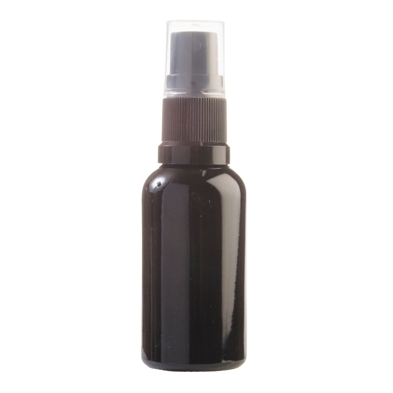 30ml Black Glass Aromatherapy Bottle with Spritzer - Black (18/410)