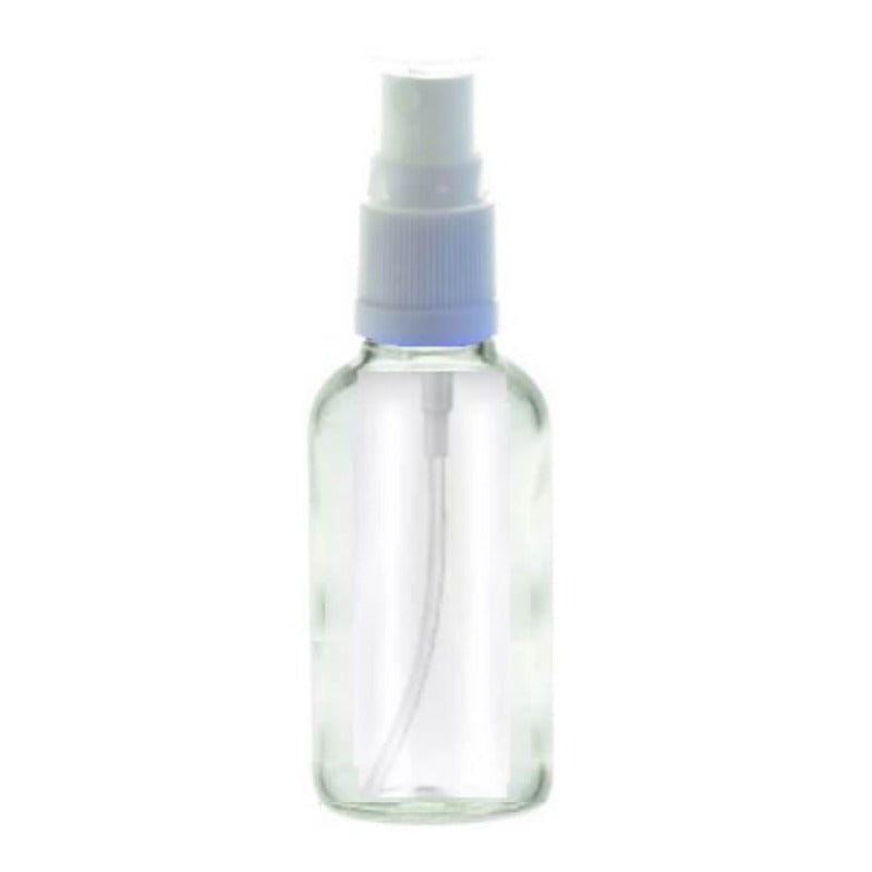 30ml Clear Glass Aromatherapy Bottle with Spritzer - White (18/410) - Essentially Natural