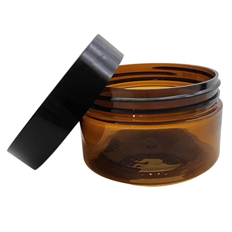 50g PET Amber Jar 59/400 & Black Cap - Single (1 Unit) - Bottles & Jars