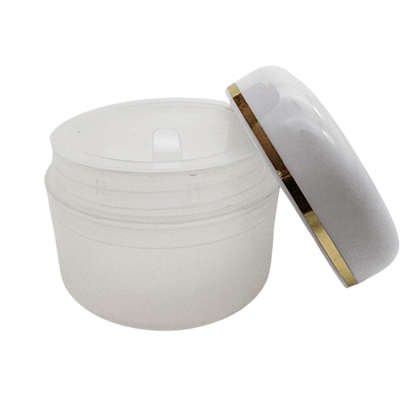 50ml White Double Walled Jar With White Lid & Gold Trim - Bottles & Jars