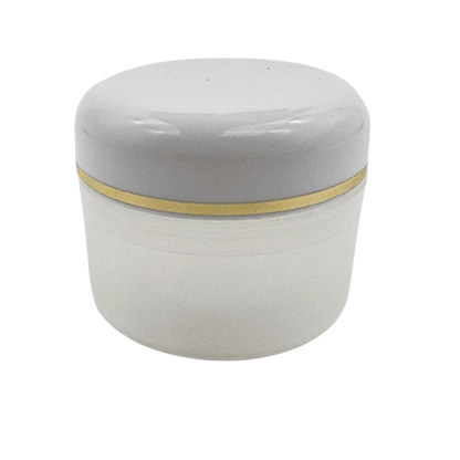 50ml White Double Walled Jar With White Lid & Gold Trim - Bottles & Jars