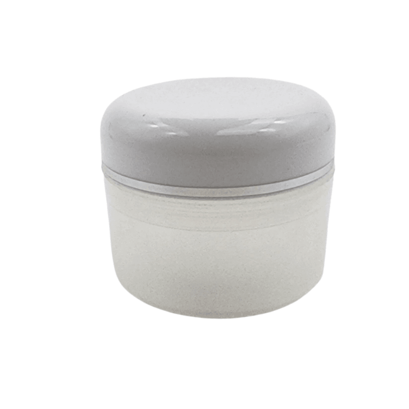 50ml White Double Walled Jar With White Lid & Silver Trim - Bottles & Jars