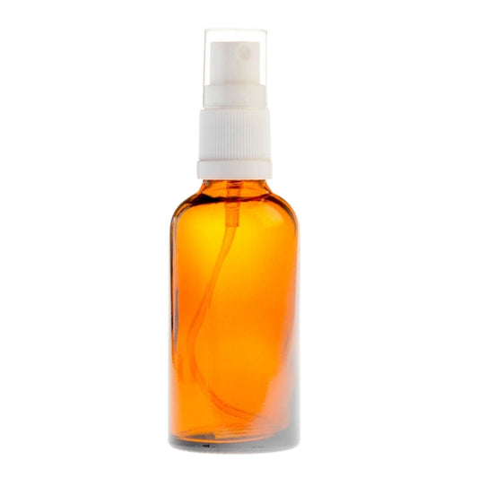 50ml Amber Glass Aromatherapy Bottle with Spritzer - White (18/410)