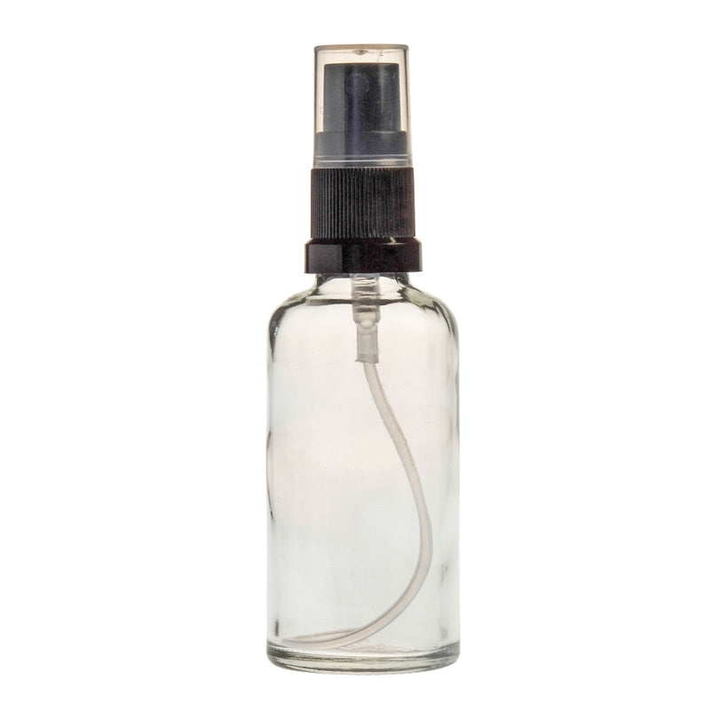50ml Clear Glass Aromatherapy Bottle with Spritzer - Black (18/410)