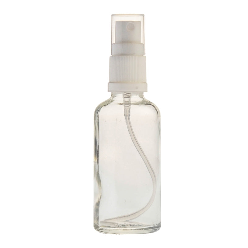 50ml Clear Glass Aromatherapy Bottle with Spritzer - White (18/410)