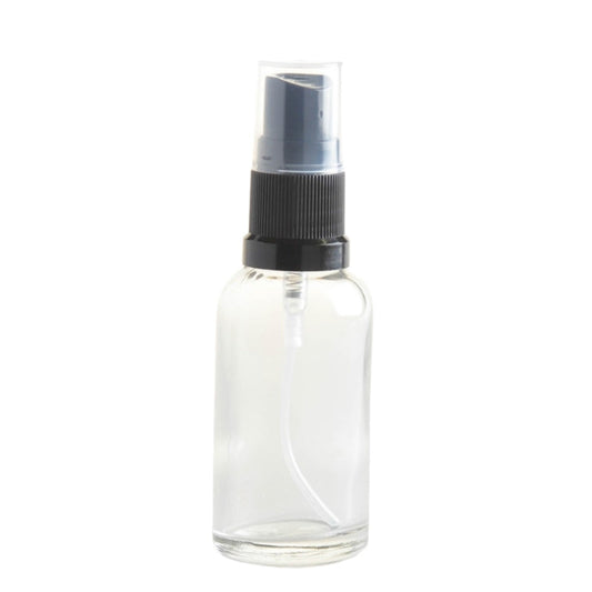 30ml Clear Glass Aromatherapy Bottle with Spritzer - Black (18/410)